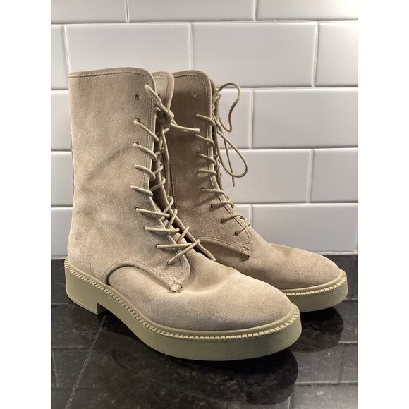 Vince Kady Women's Suede Lace Up Mid Combat Boots Comfort Bohemian Tan Size 8.5M - Picture 3 of 9